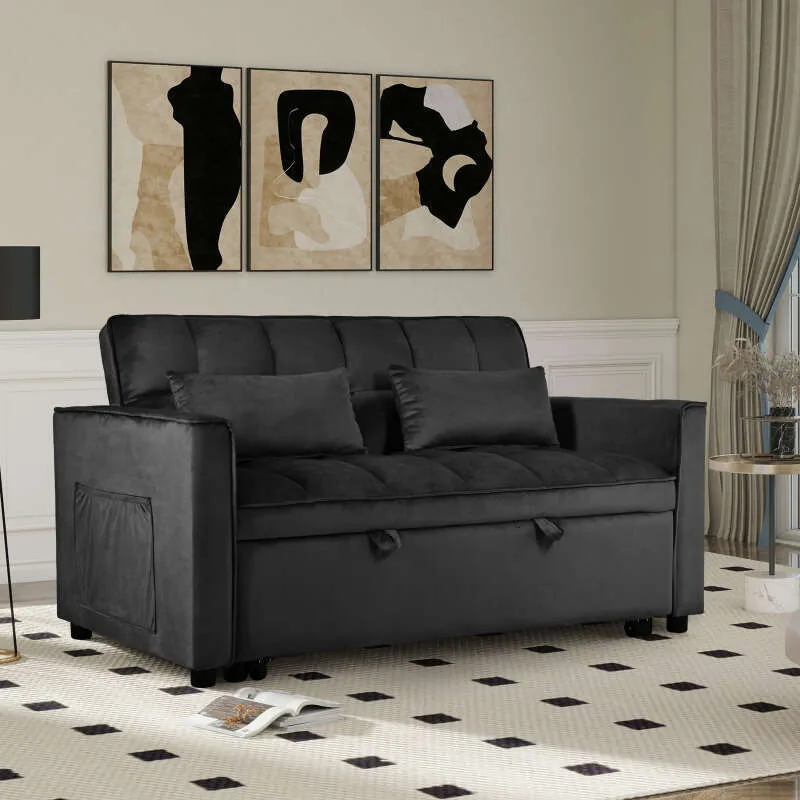 Schlafsofa, 3-in-1-Ausziehcouch mit verstellbarer Rückenlehne und Kissen, Schlafsofa, Sessel, vollständig umwandelbarer Schlafsofa für Wohnzimmer,