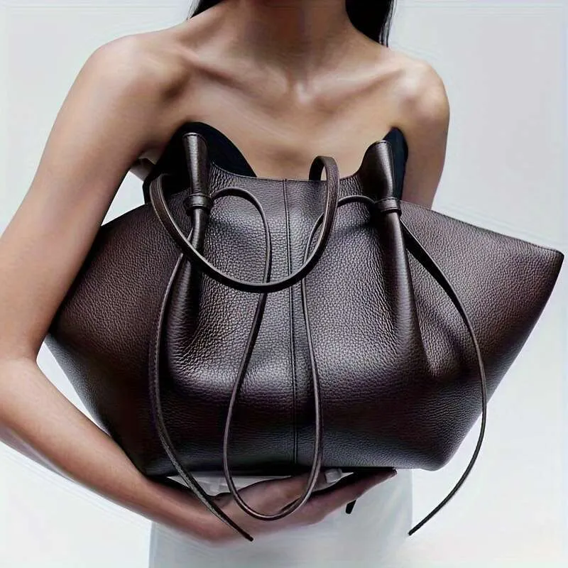 Women S Large Capacity Vintage Matte Black Genuine From Bag0007