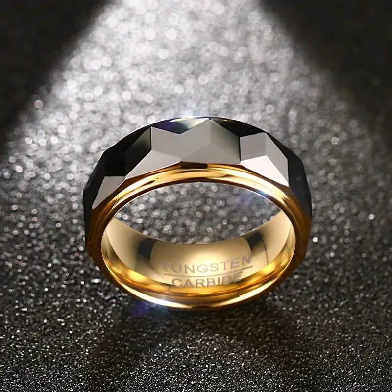 Anello in argento tungsteno 4 mm, taglio diamante, mai