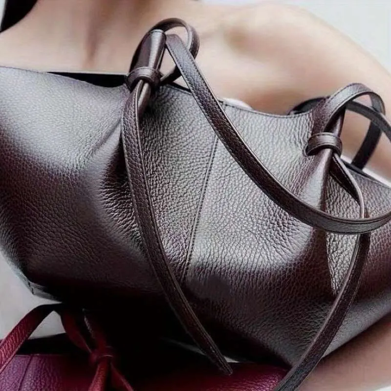 Women S Large Capacity Vintage Matte Black Genuine From Bag0007