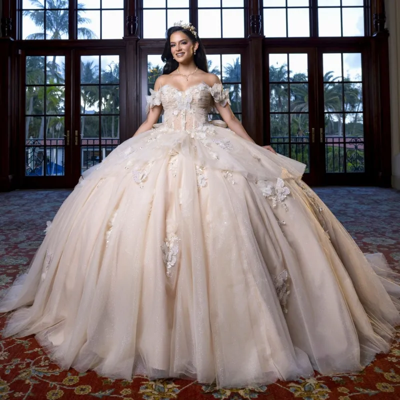 champagne sweet 15 dresses Champagne Quinceanera Dress WADAYUYU Dresses