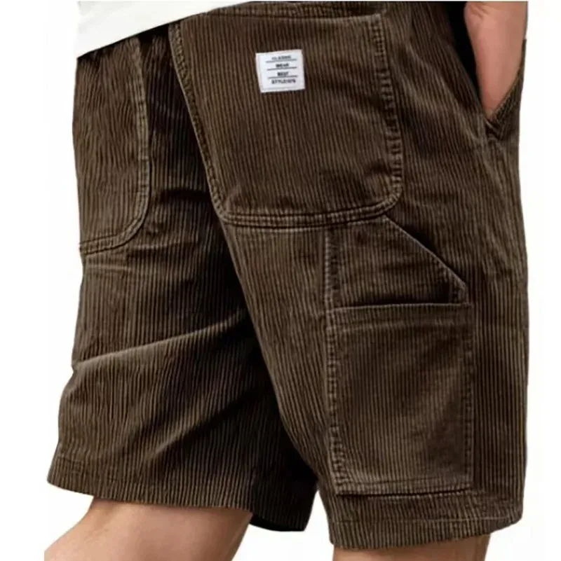 Pantaloncini Uomo In Velluto A Coste - Bermuda Estivi Con Tasche, Vita Elasticizzata, Taglie S-3XL