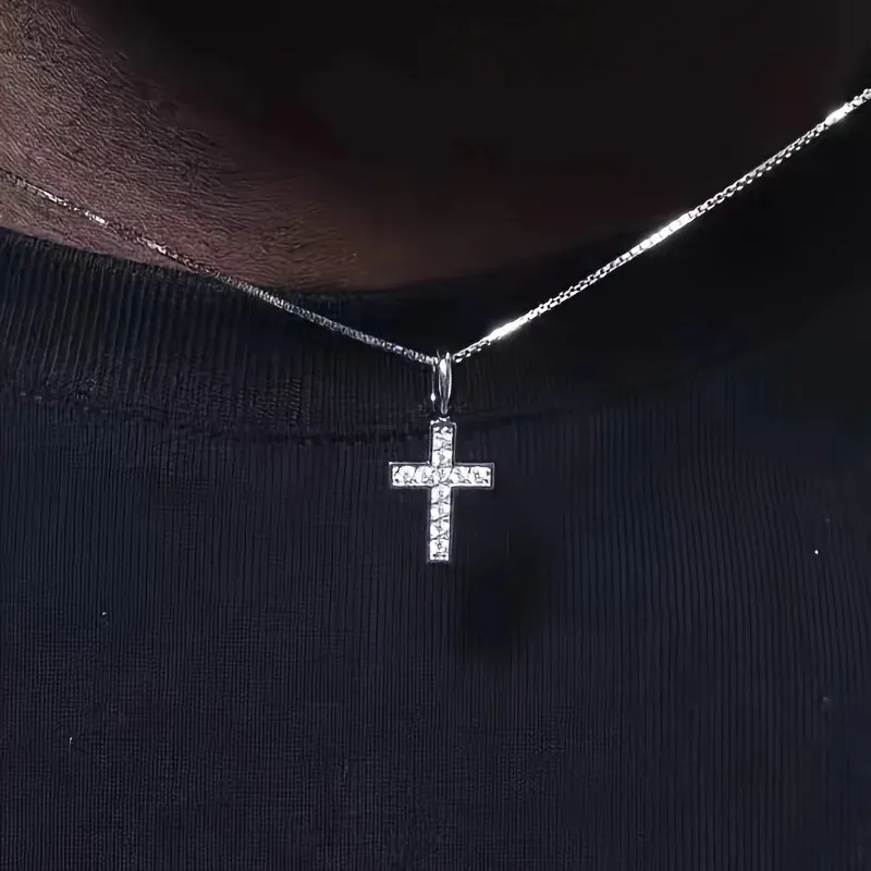 Collana Uomo Con Ciondolo Croce Oro Acciaio Inox - Catena Hip Hop Semplice Regalo