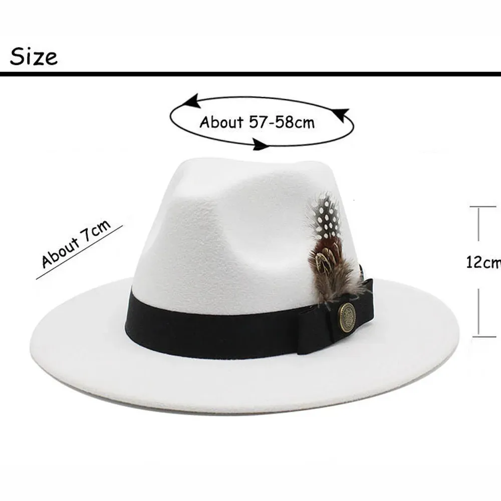 Cappello Fedora Classico In Lana E Cashmere, Tesa Larga - Unisex, Elegante Per Uomo E Donna - Foto 3