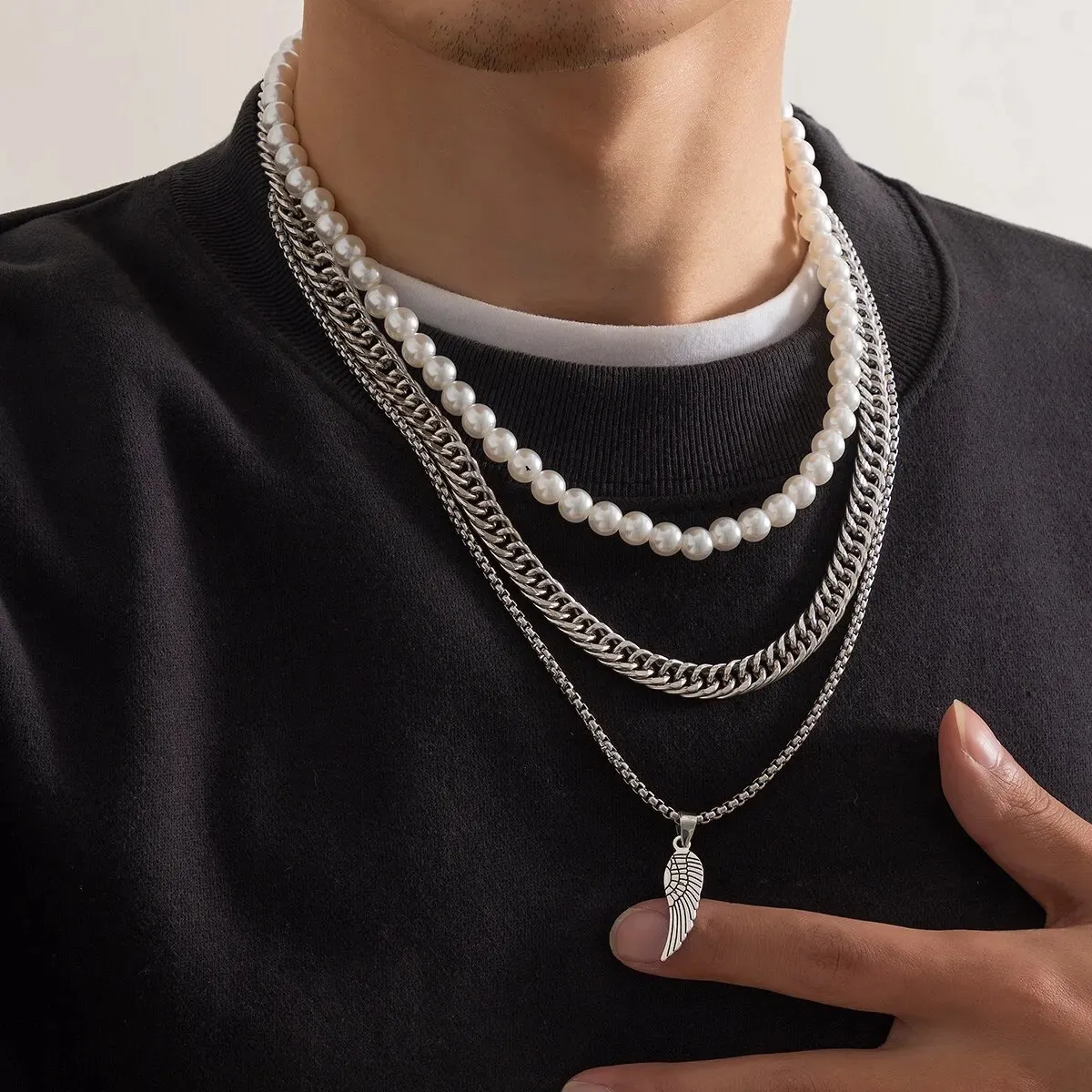 Collana Uomo OIDEA Con Ciondolo Cuffie - Acciaio Inox, Stile Punk Rock
