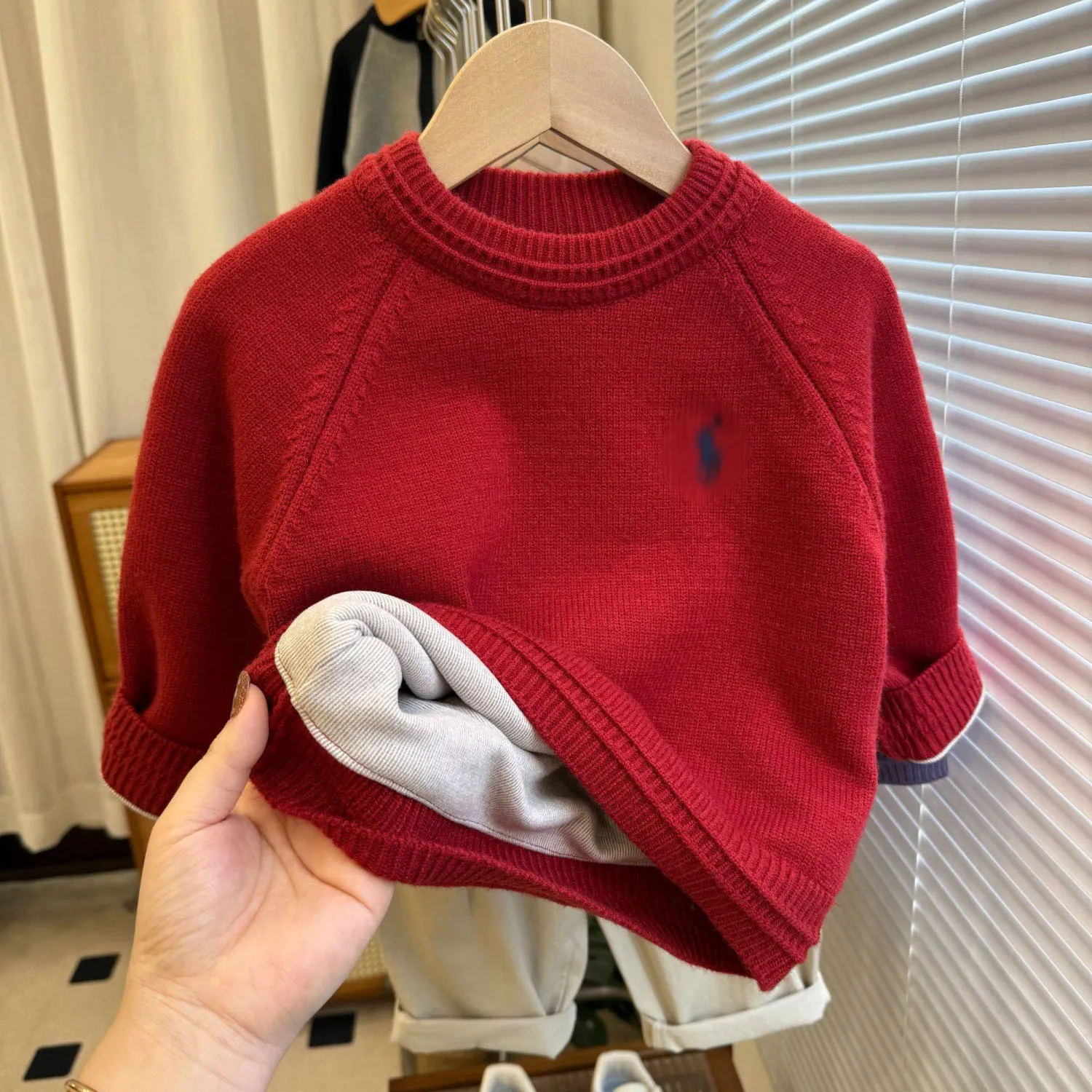 Designer Boys Knit Sweater   Thickened Warm Pullover... 