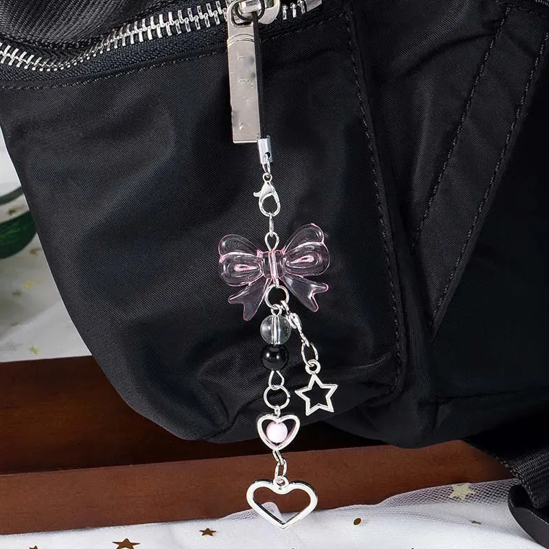 Portachiavi Vintage con Stella e Perline, Stile Y2K, Ciondolo per