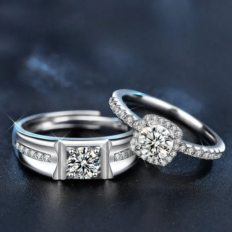 Nieuwe bijpassende ringen voor stellen met kleine moissanite kubusvormige snoepring, accessoire met textuur, Valentijnsdagcadeau, kunstmatig gekweekt._voghion.com