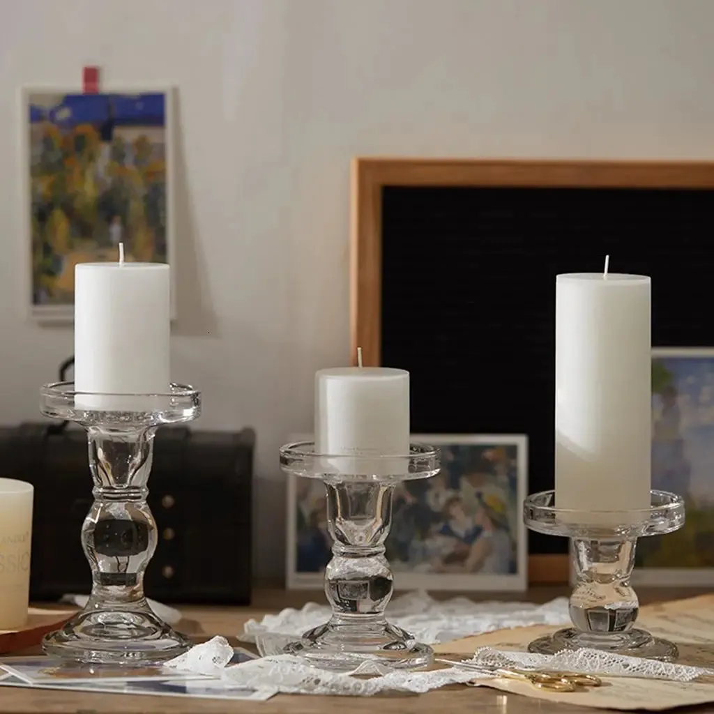 Portacandele Cilindro Decorativi Set 6 Portacandele Da Tavolo Oro Con Vetro Rimovibile: Candelabri Alti 35,5-47,5 Cm, Per Matrimoni E Decorazione Casa Centrotavola Moderno