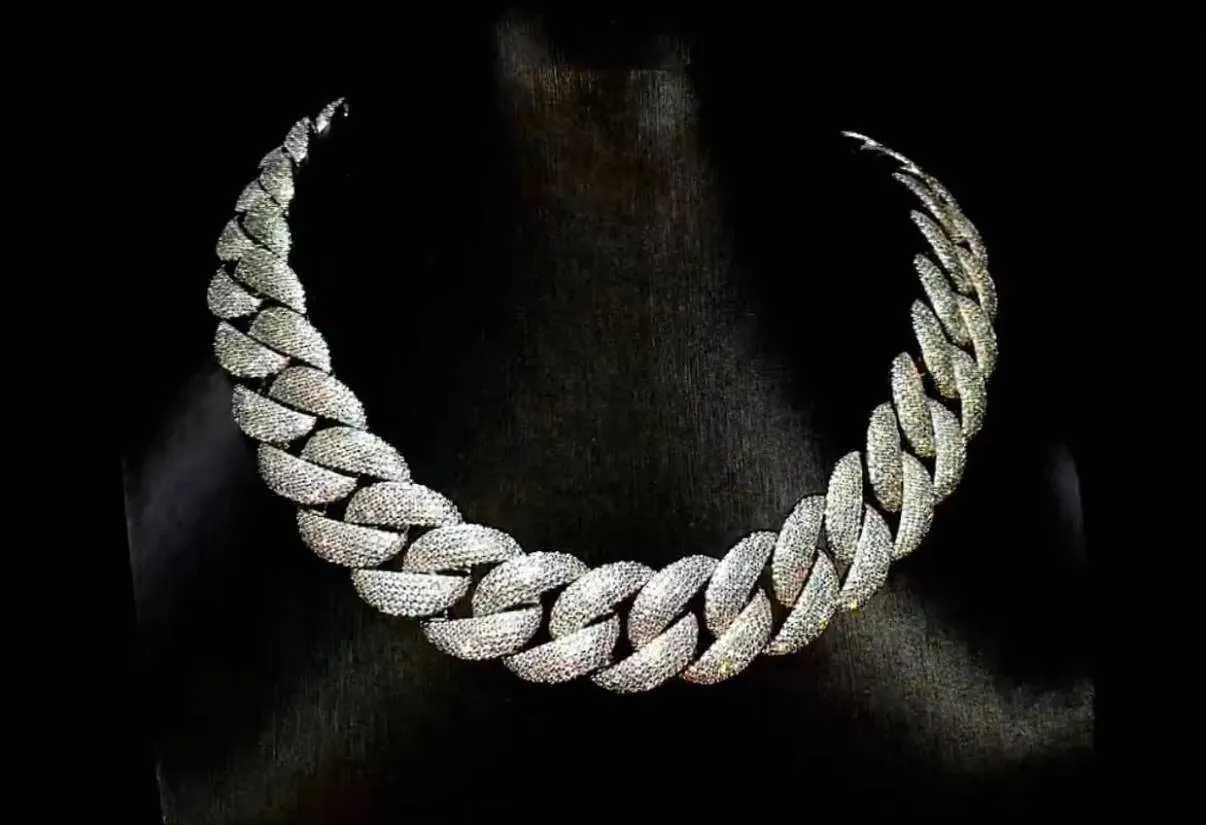 9K-18K Real Gold Mens CVD Lab Diamond Dreamchasers Cuban Chain Set With IGI Hip Hop Style_voghion.com