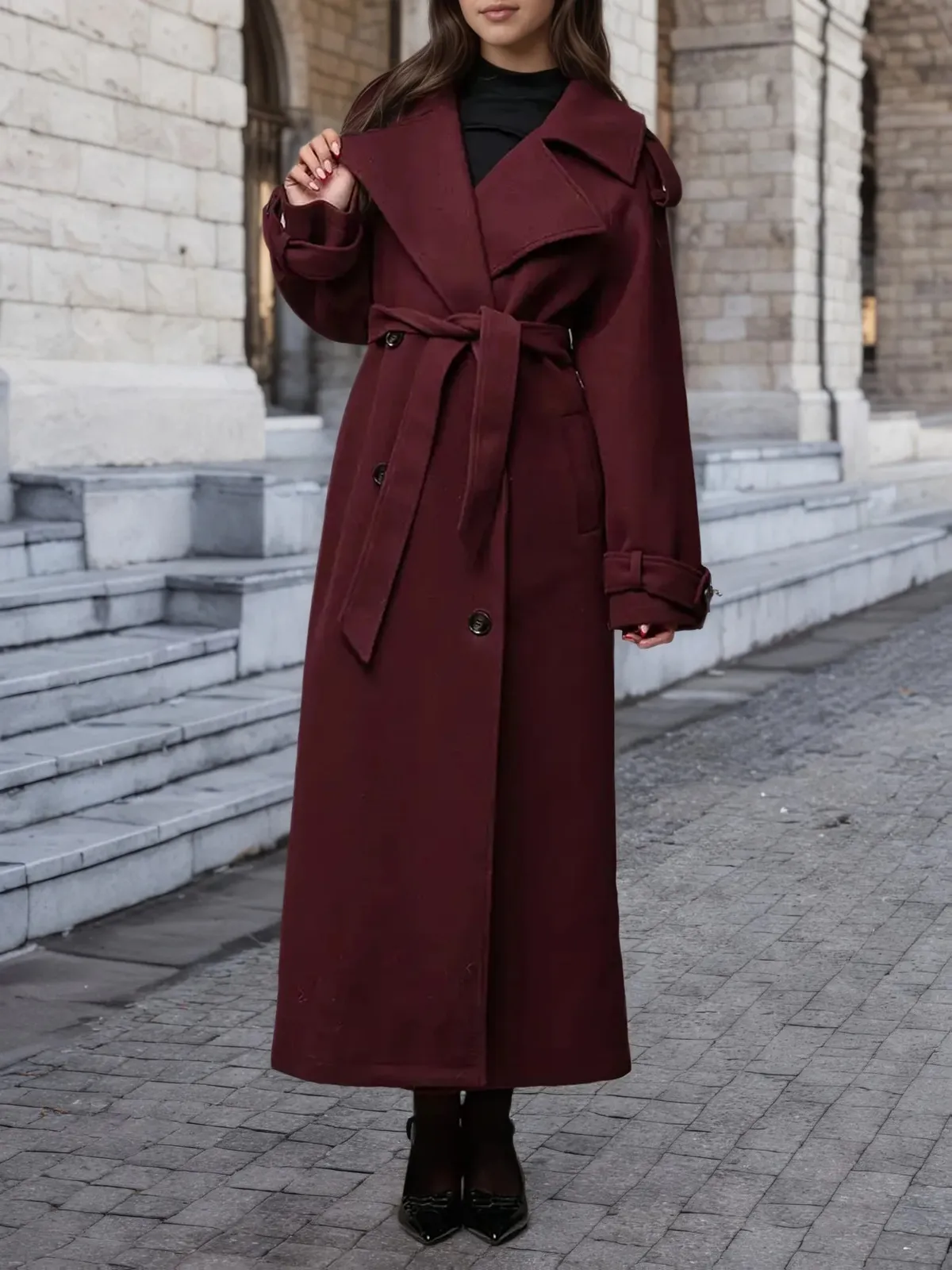 KeYIlowys Cappotto Donna In Lana Con Cappuccio E Cintura – Doppiopetto Elegante E Caldo, Perfetto Per Tutti I Giorni E Le Uscite Invernali!