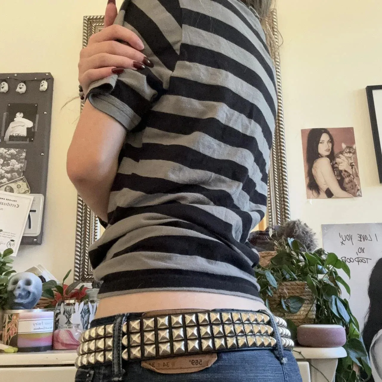 Y2K Grunge Striped Crew Neck T Shirt – Baggy Short... From Pong01 