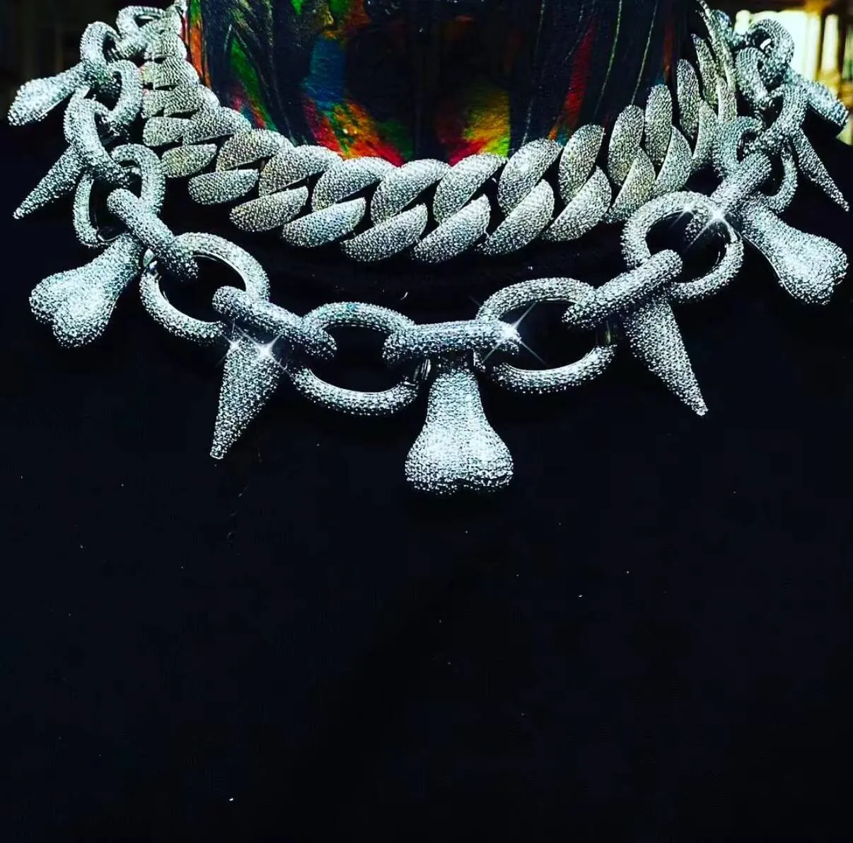 9K-18K Real Gold Mens CVD Lab Diamond Dreamchasers Cuban Chain Set With IGI Hip Hop Style_voghion.com