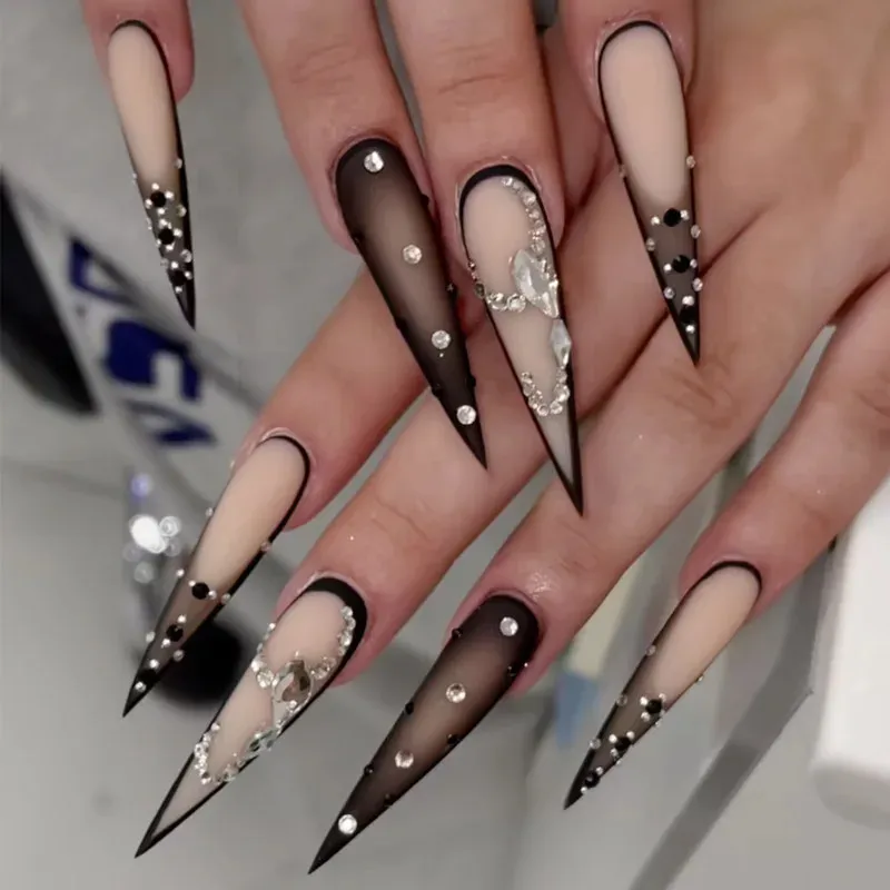 24er Set Lange Stiletto Kunstngel Schwarz... Von 5,98  | DHgate
