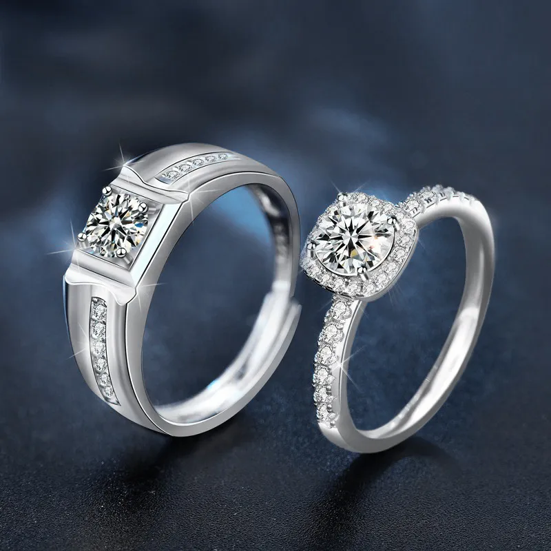 Nieuwe bijpassende ringen voor stellen met kleine moissanite kubusvormige snoepring, accessoire met textuur, Valentijnsdagcadeau, kunstmatig gekweekt._voghion.com