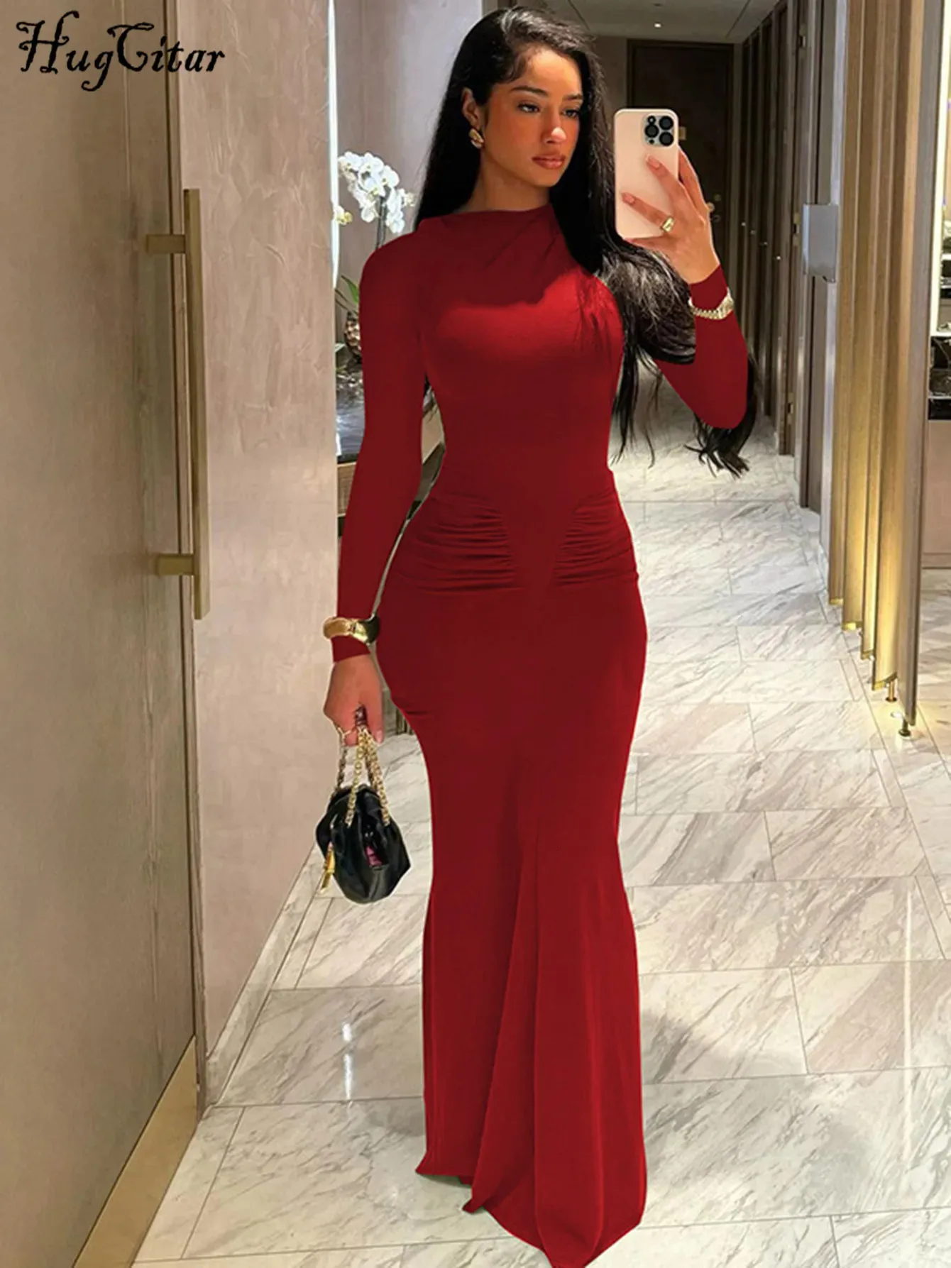 Bodycon prom dress knit floor-length short sleeve synthetic fiber maxi dress  for evening party from Dhgate Basic & Casual Dresses - price 32.6
