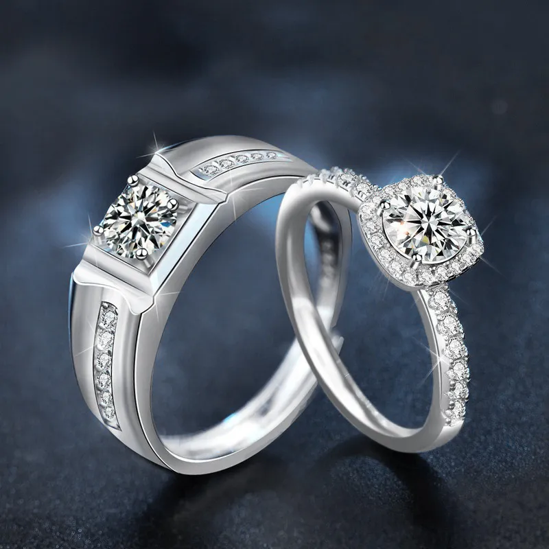 Nieuwe bijpassende ringen voor stellen met kleine moissanite kubusvormige snoepring, accessoire met textuur, Valentijnsdagcadeau, kunstmatig gekweekt._voghion.com