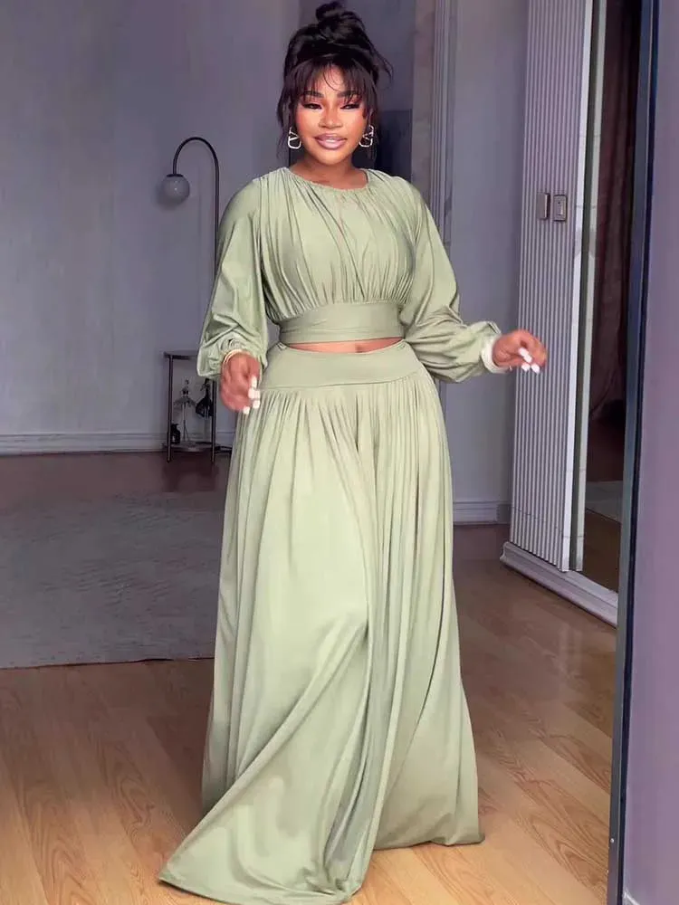 top and down dress for ladies Women's Two-Piece Set Autumn Long Sleeve Floor-Length Skirt Acetate from Dhgate Two Piece Dress ankara top and down for ladies