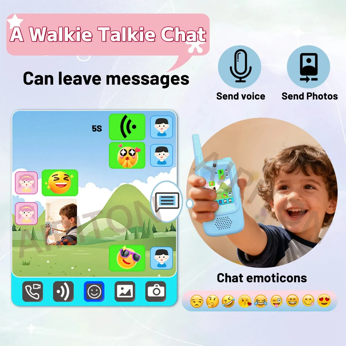 Walkie-talkie con vídeo para niños pantalla 2.0 cámara de 300.000 Walkie-talkie con vídeo para niños pantalla 2.0 cámara de 300.000