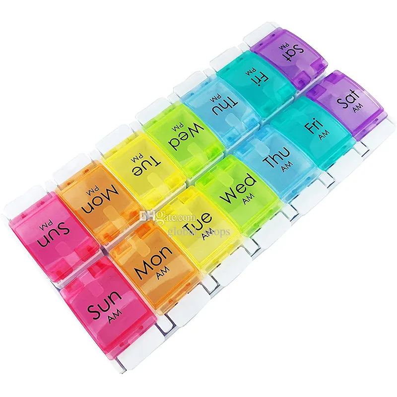 Colorful 7-Day Plastic Pill Box Organizer Weekly Medicine Tablet Holder ...