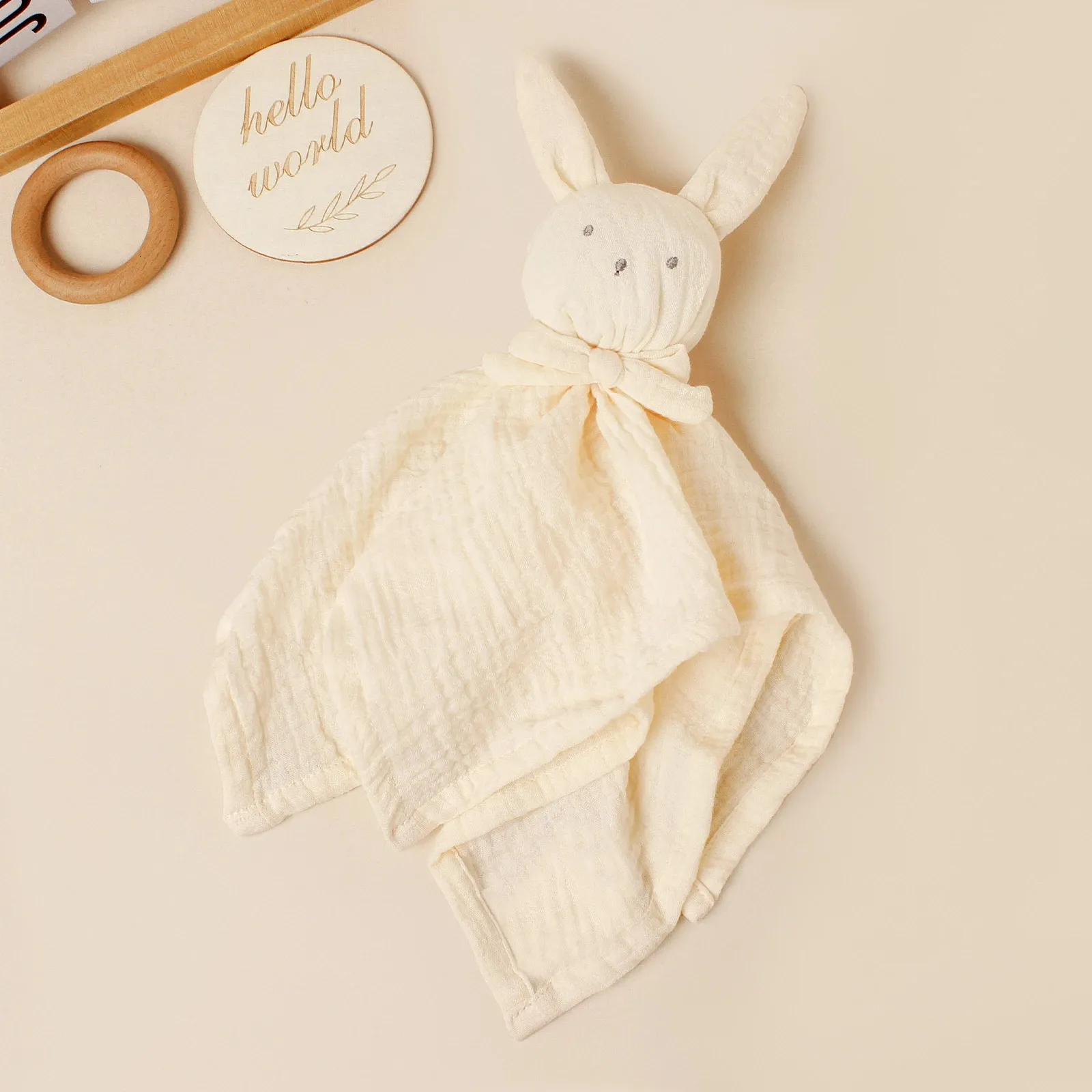 Baby Rabbit Square Comforter Towel with Embroidered Bow Decor for ...