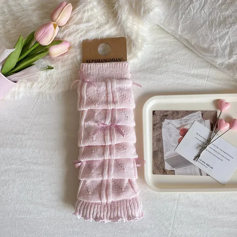 Scaldamuscoli Kawaii A Coste Con Fiocco – Y2K Lolita Per Ragazze E Donne, Caldi, Elastici E Perfetti Per Look Retrò!