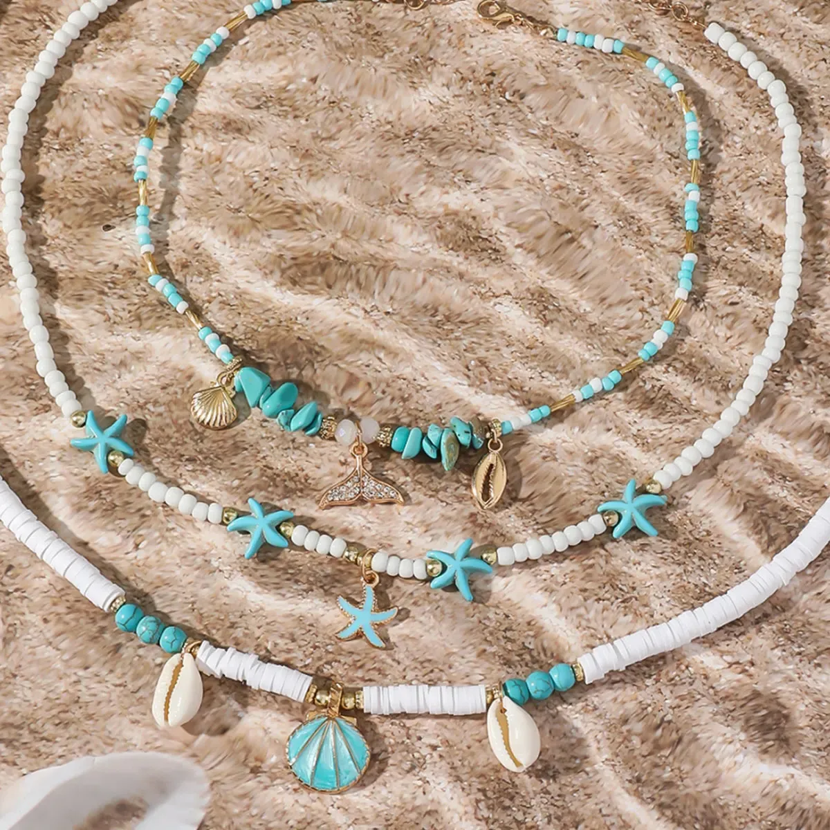 Collana di conchiglie multistrato bohémien per donna collana