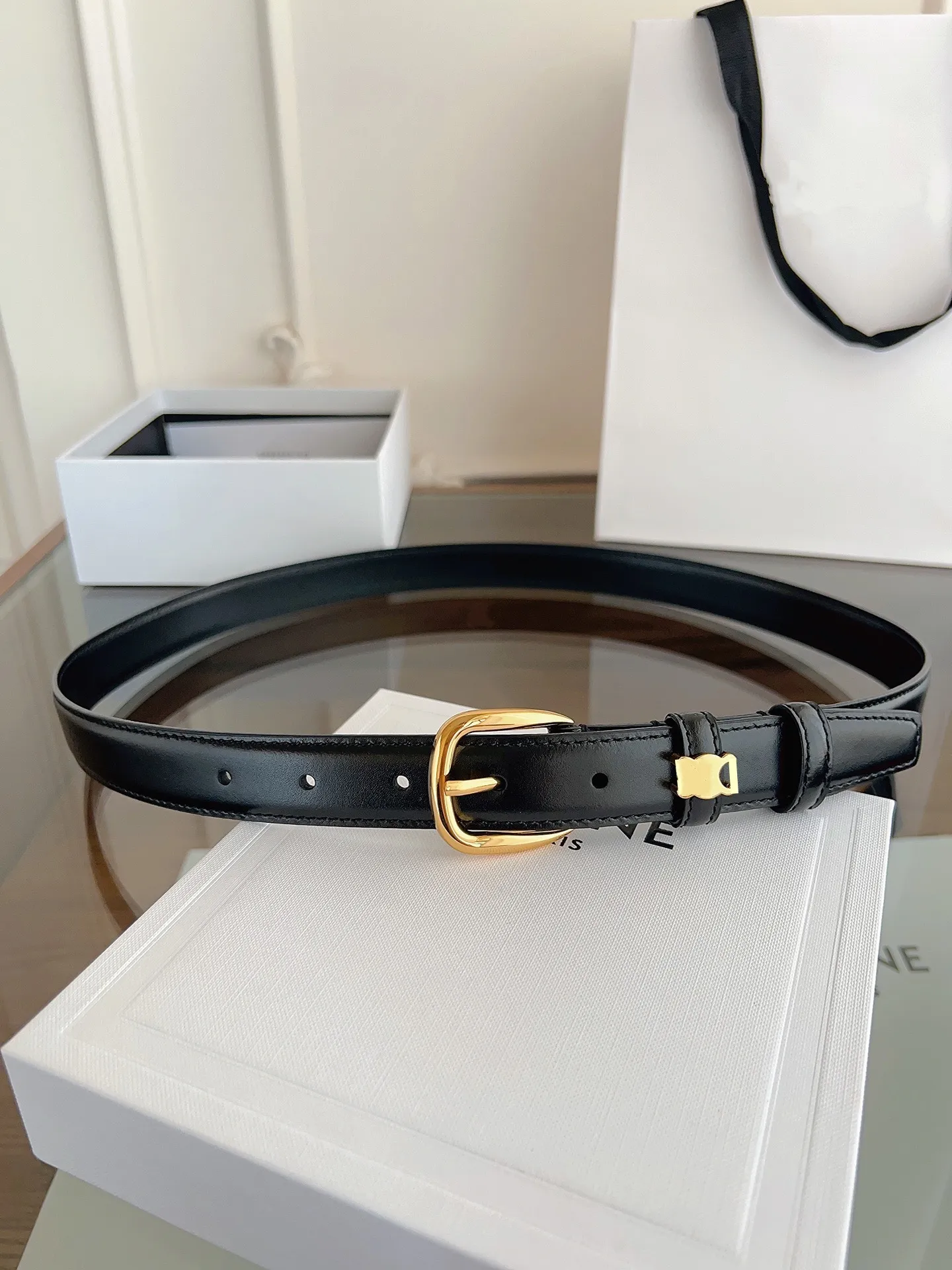 Genuine Leather Belt with Gold Buckle Luxury Fashion Belt for Jeans and Dresses Women main image 2