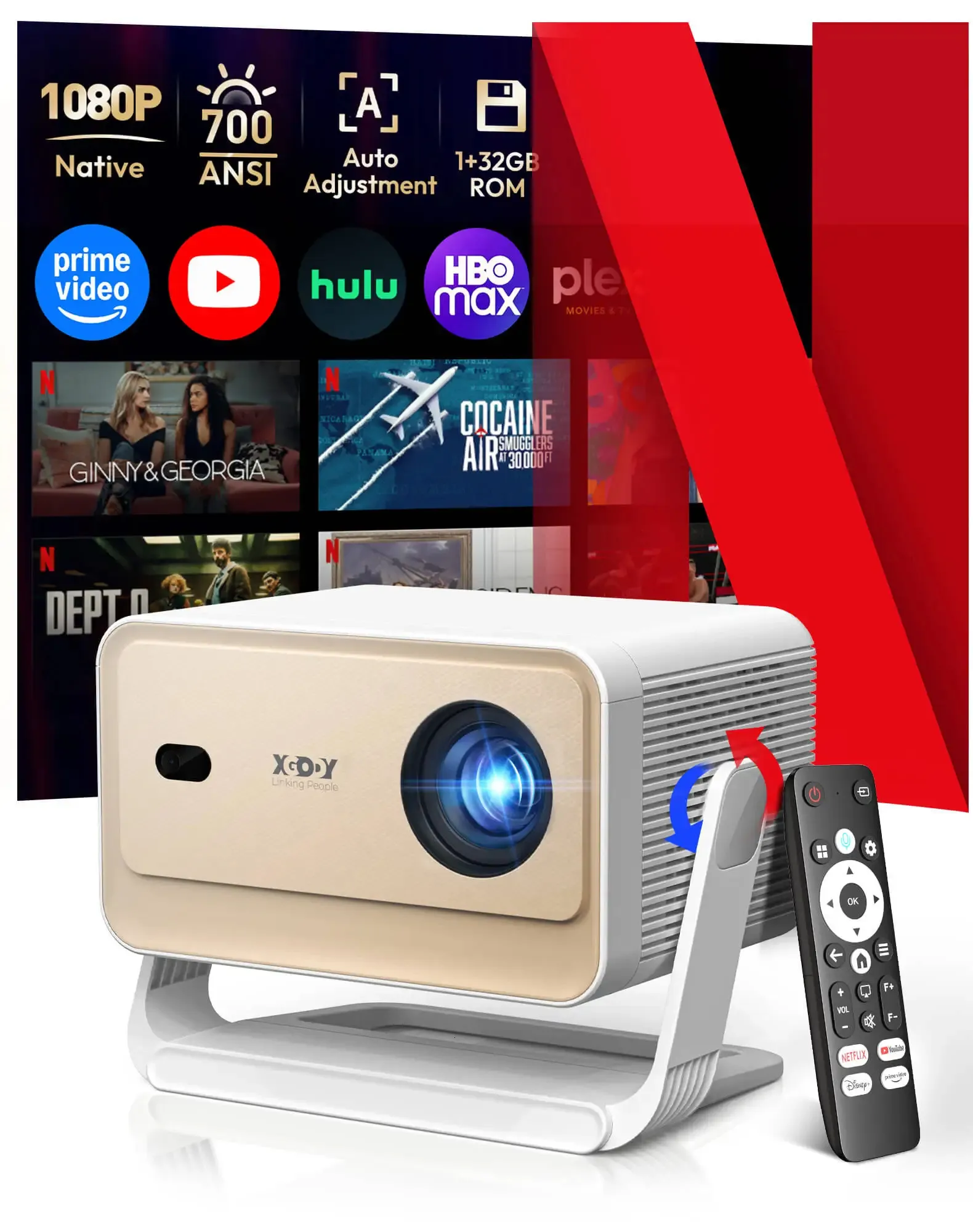 XGODY N6 PRO 4K Projectors 700ANSI Brightness, 32GB, Dual WiFi6 ...