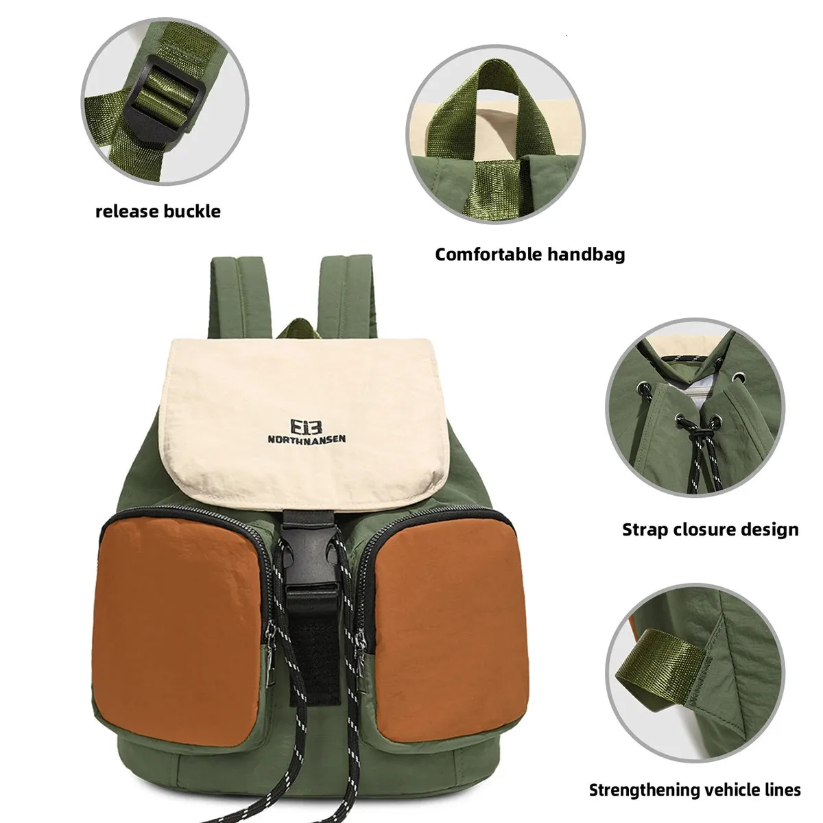 Drawstring Backpack School Commuting Outdoor Tablet Waterproof Travel Bag Women Practical For Camping And Hiking Sports_voghion.com