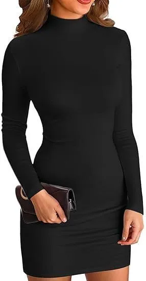black long sleeve wrap skirt bodycon dress Black Long Sleeves Knot Skirt Bodycon Midi Dress 8