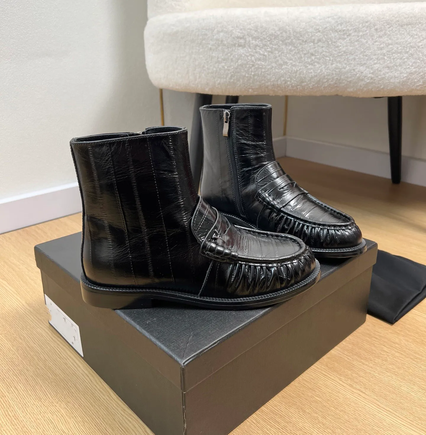 Designer Leather Ankle Boots For Women Flat Motorcycle Style Luxury ...