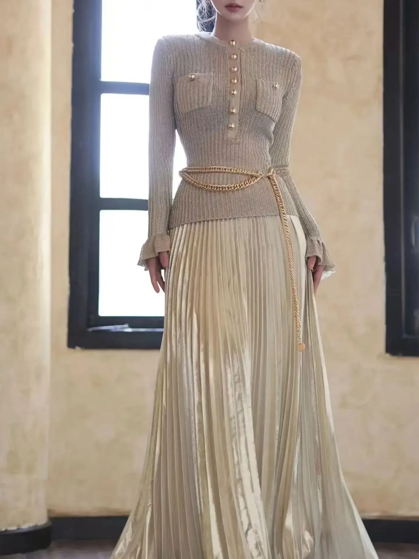 winter two piece dress French rich and noble two-piece autumn and women's new re Lee Nhi Boutique Eterna Fabric Type Womens Dresses Shirt Dress Two
