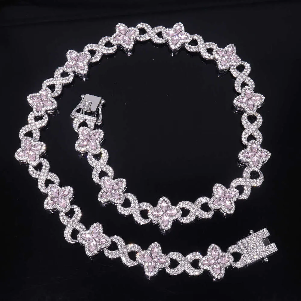 Four-Pointed Star Set Designer Necklace With Colored Diamonds Unique Four-Leaf Clover Design_voghion.com