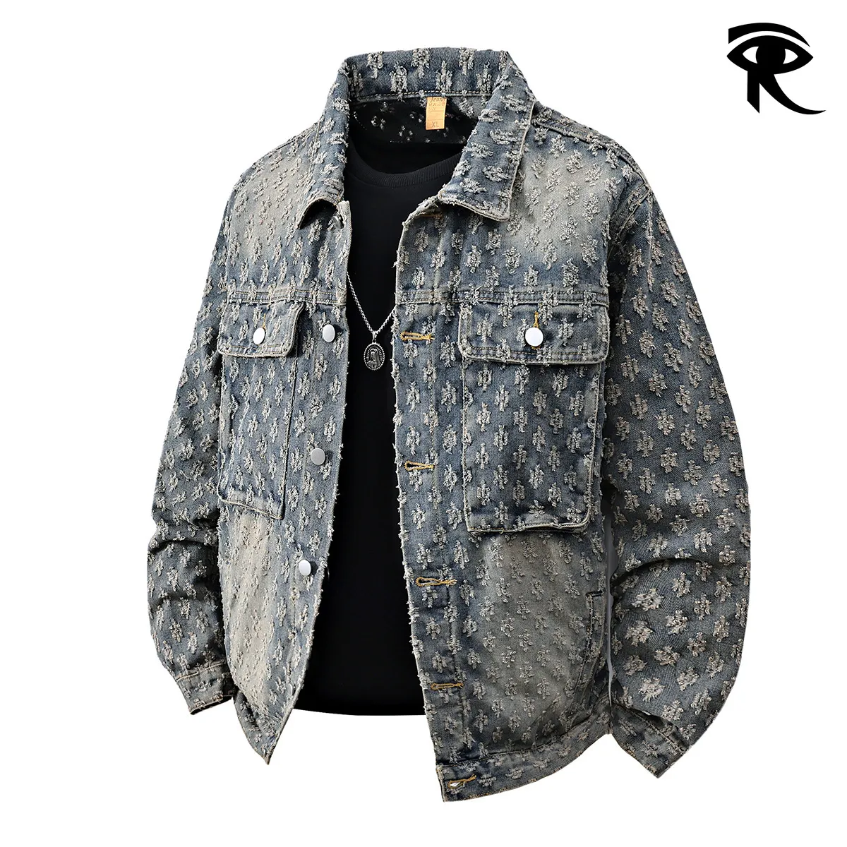 Distressed Cross Embroidered Denim Jacket for Men and Women 100% Cotton ...
