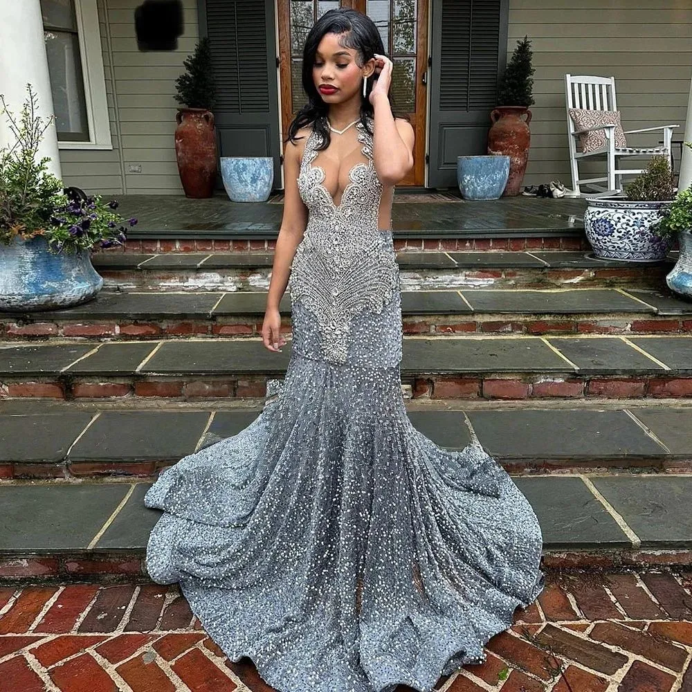 strapless open back dress Sexy White Prom Dresses With High Split Satin Evening Gowns  TANYA BRIDAL