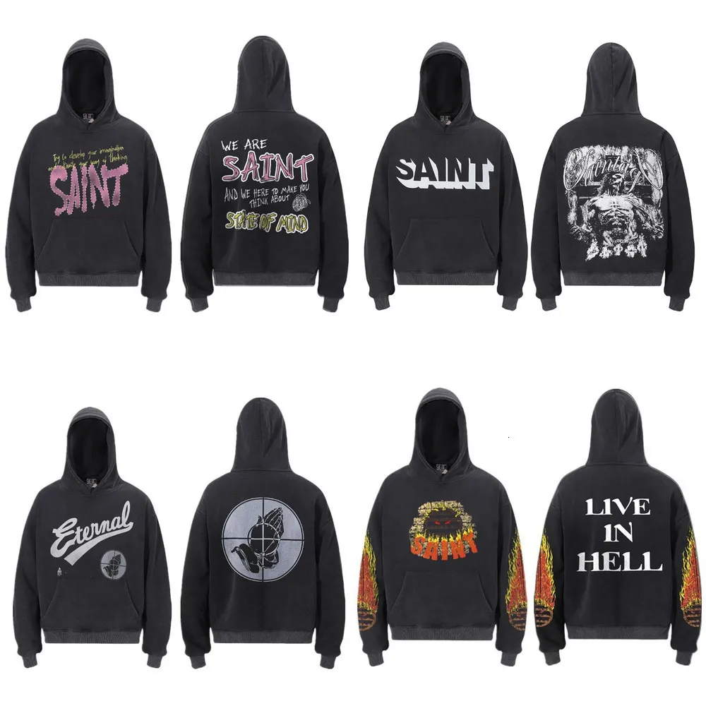 Designer Rapper Hoodies Designer Men's Saint Hoodies American Vintage Hip Hop Loose Casual ...