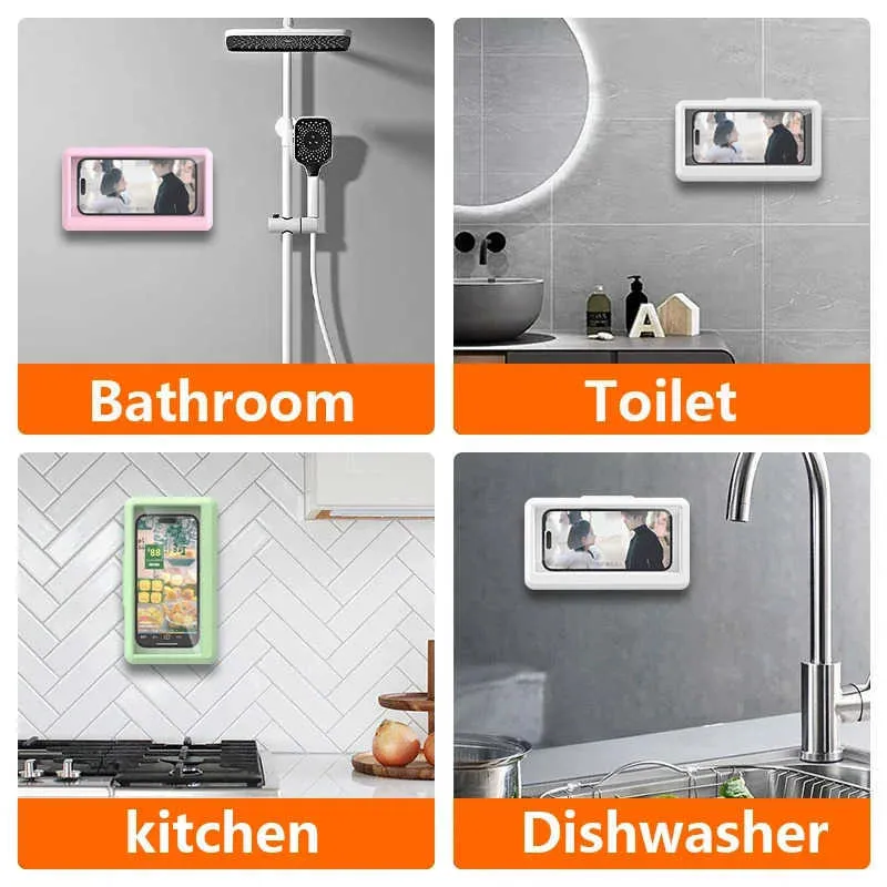Fixed Universal And Anti-fog Mobile Case For Bathroom Holder Waterproof Can Touched Shower Phone M250701_voghion.com