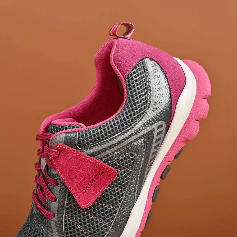 Zapatillas deportivas casuales de diseño para mujer OKIMOZ, ligeras y transpirables, con detalles en gris y rosa, tallas grandes._voghion.com