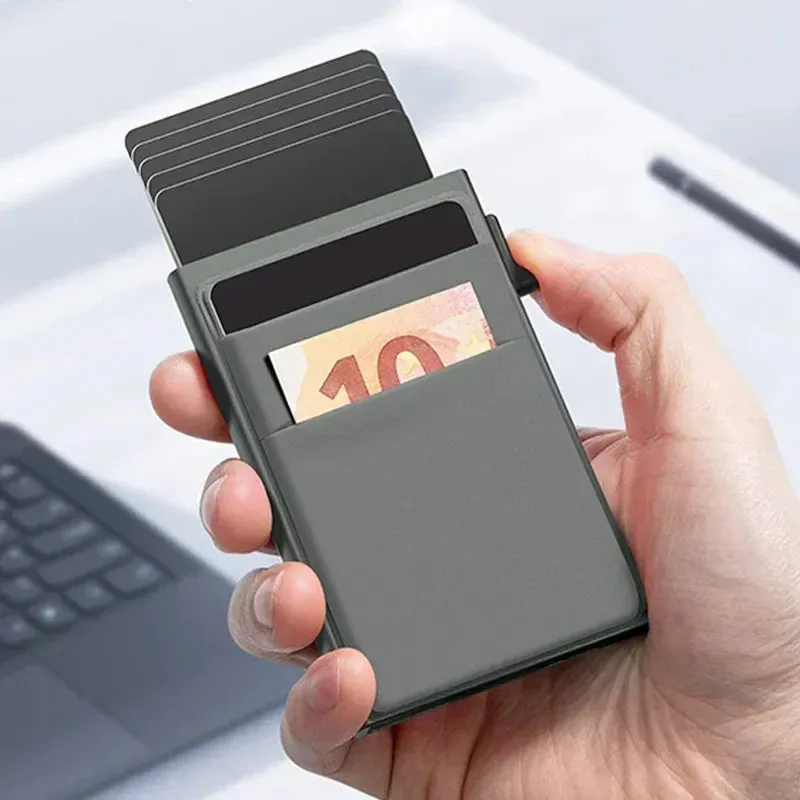Porte-cartes Métallique RFID – Portefeuille Mince En Aluminium Pour Homme Et Femme, Protection Anti-fraude