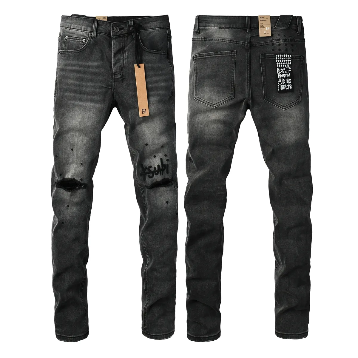 Mens Ripped Jeans, Trendy Denim Pants With Distressed Accents And