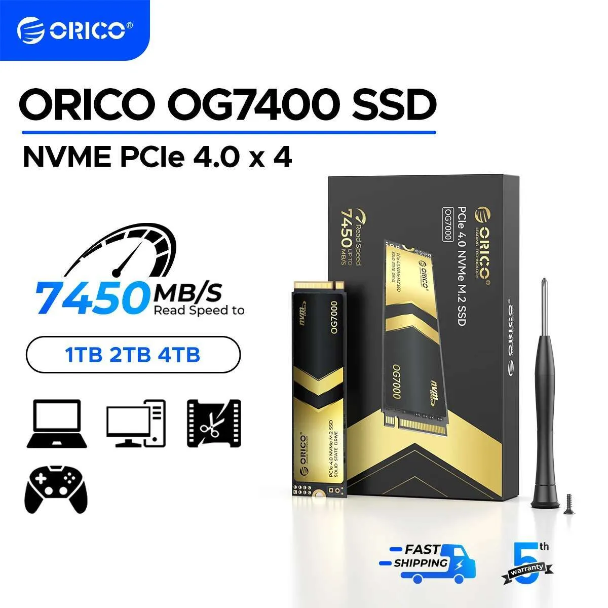 ORICO PCIe Gen4 NVMe SSD 1TB 2TB Up To 7400MB/S... From 