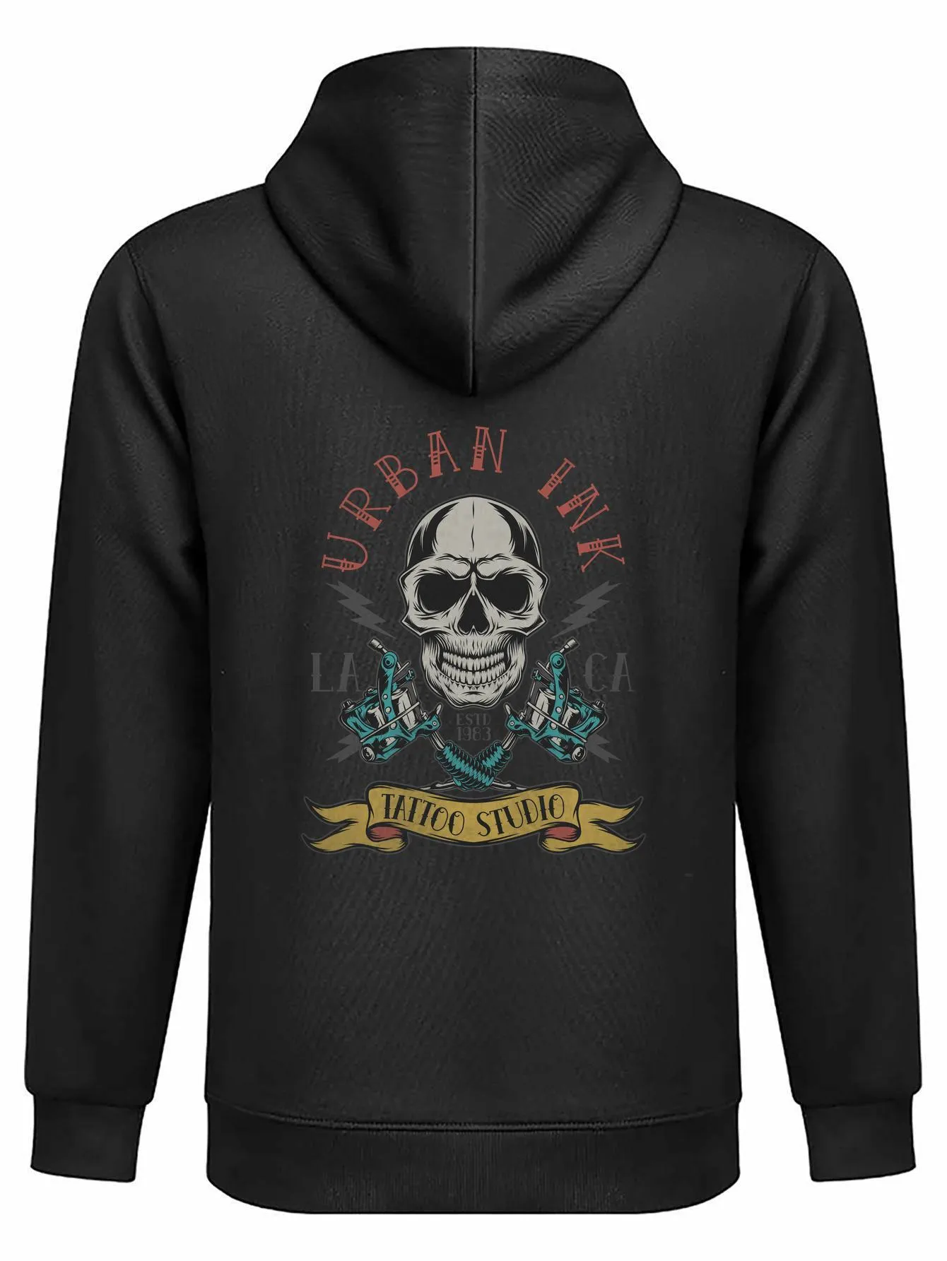 ☆ DHgate 두개골 그래픽 및 리본 디테일이있는 검은 긴 슬리브 까마귀 세련된 편안한 옷 | 신상품 바로 구매