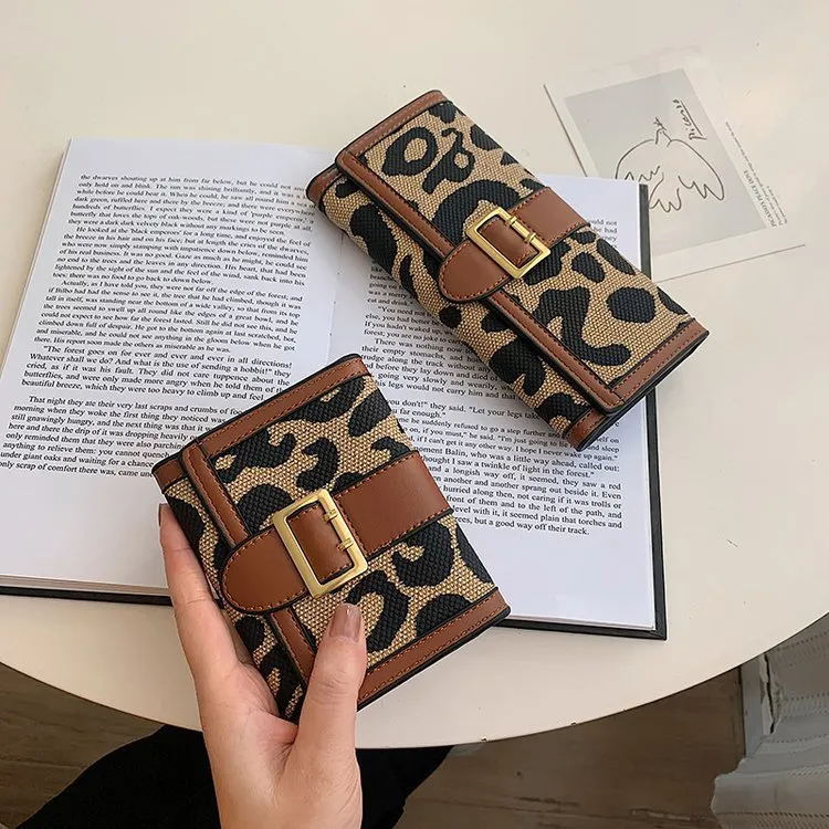 Luxury Women's Tri Fold Leather Wallet Leopard Print Compact Purse ...