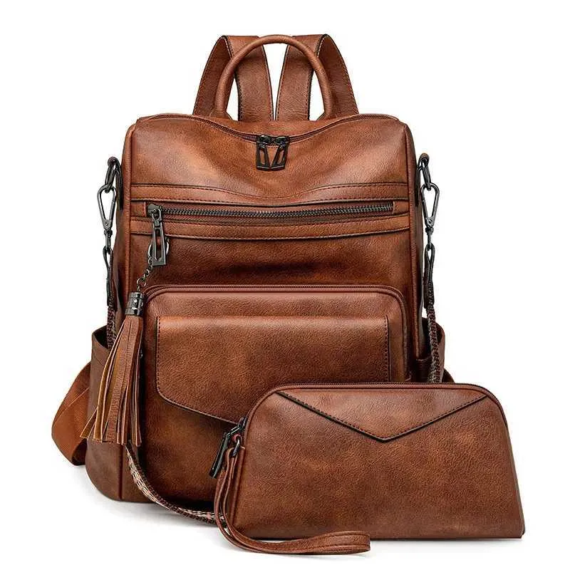 Leather Large PU Backpack Purse for Women with Zipper  display picture 2