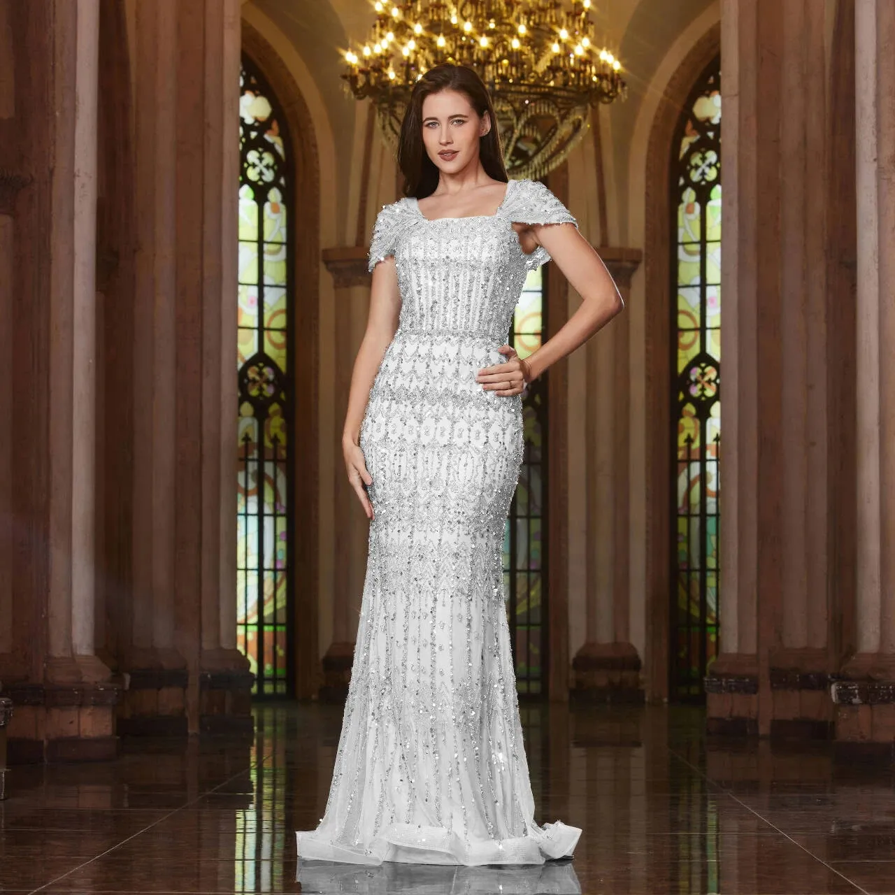 Alice CollectionPro Arabic Beaded Blue Occasion Dress - Customizable for Weddings and Parties (2025 Collection)