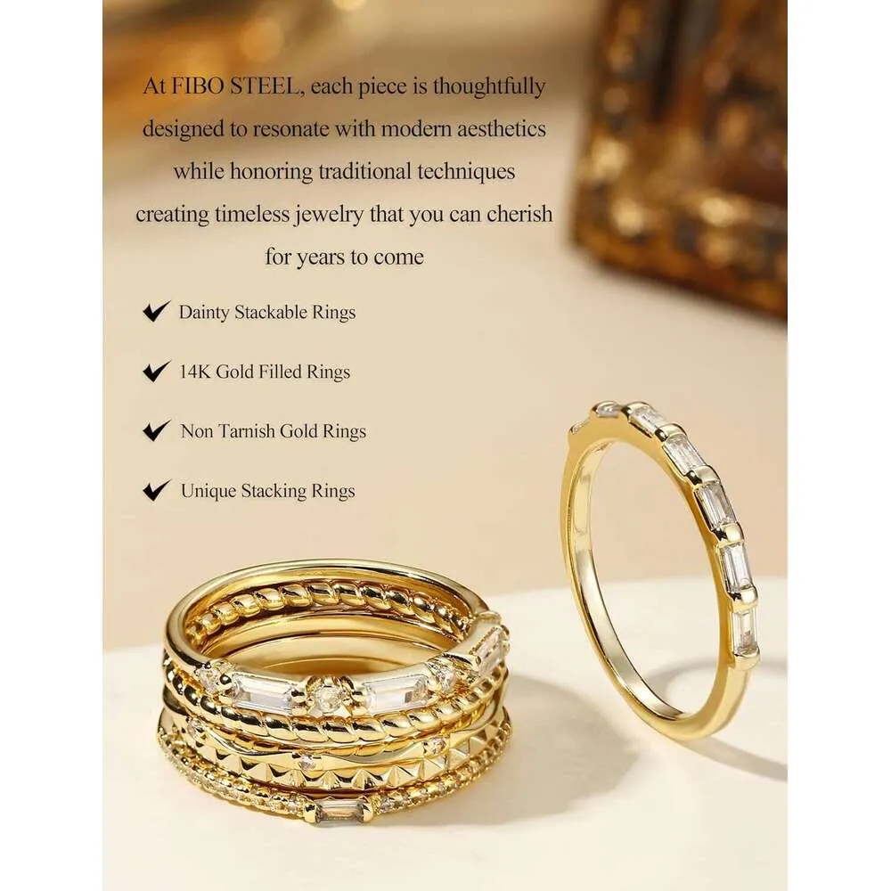 Set Of 3 Dainty Gold Stackable Rings With Cubic Zirconia Stones_voghion.com