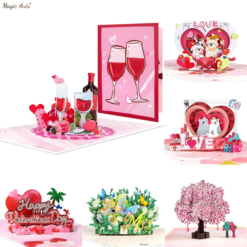 3D Love Pop Up Card For Valentine's Day Wedding Invitations Anniversary ...