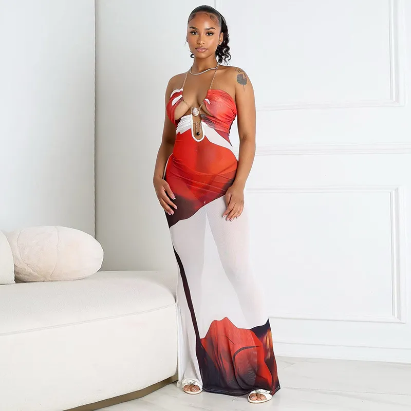 halter hollow dress Tuffia Ankara Halter Dress main image 0