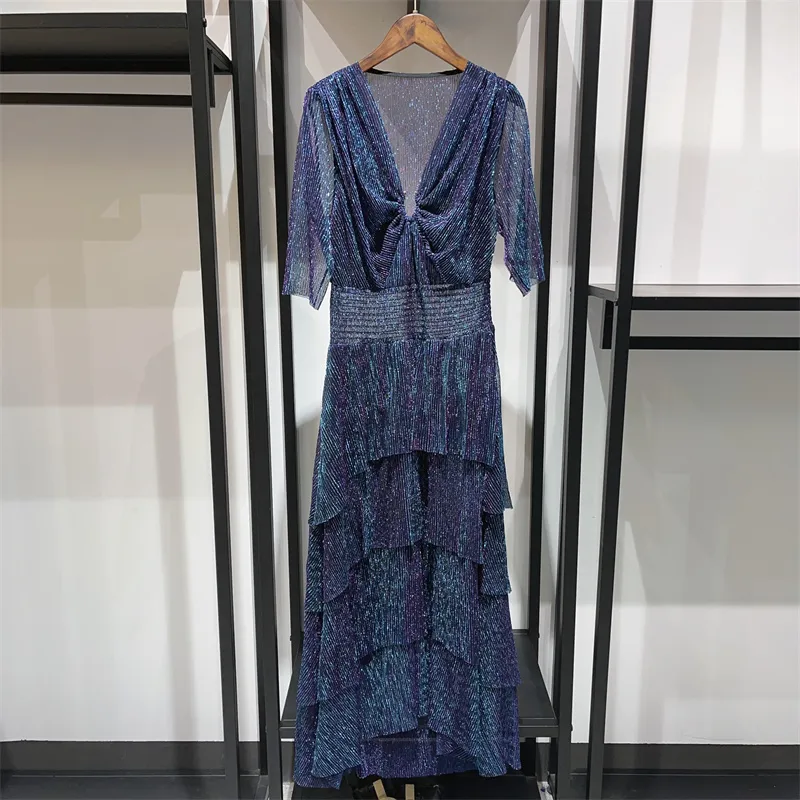 fluorescent blue dress Womens Dress: Bright Silk V Neck,... From Jubaopen551188, Rs.10,435.88 In Bulk SHEIN Lady Summer Elegant Little Mermaid back design Color:black-white